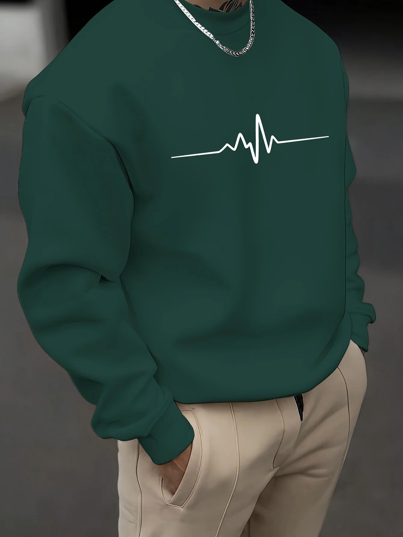 ECG Heartbeat Sweatshirt – Men’s Crewneck Fleece