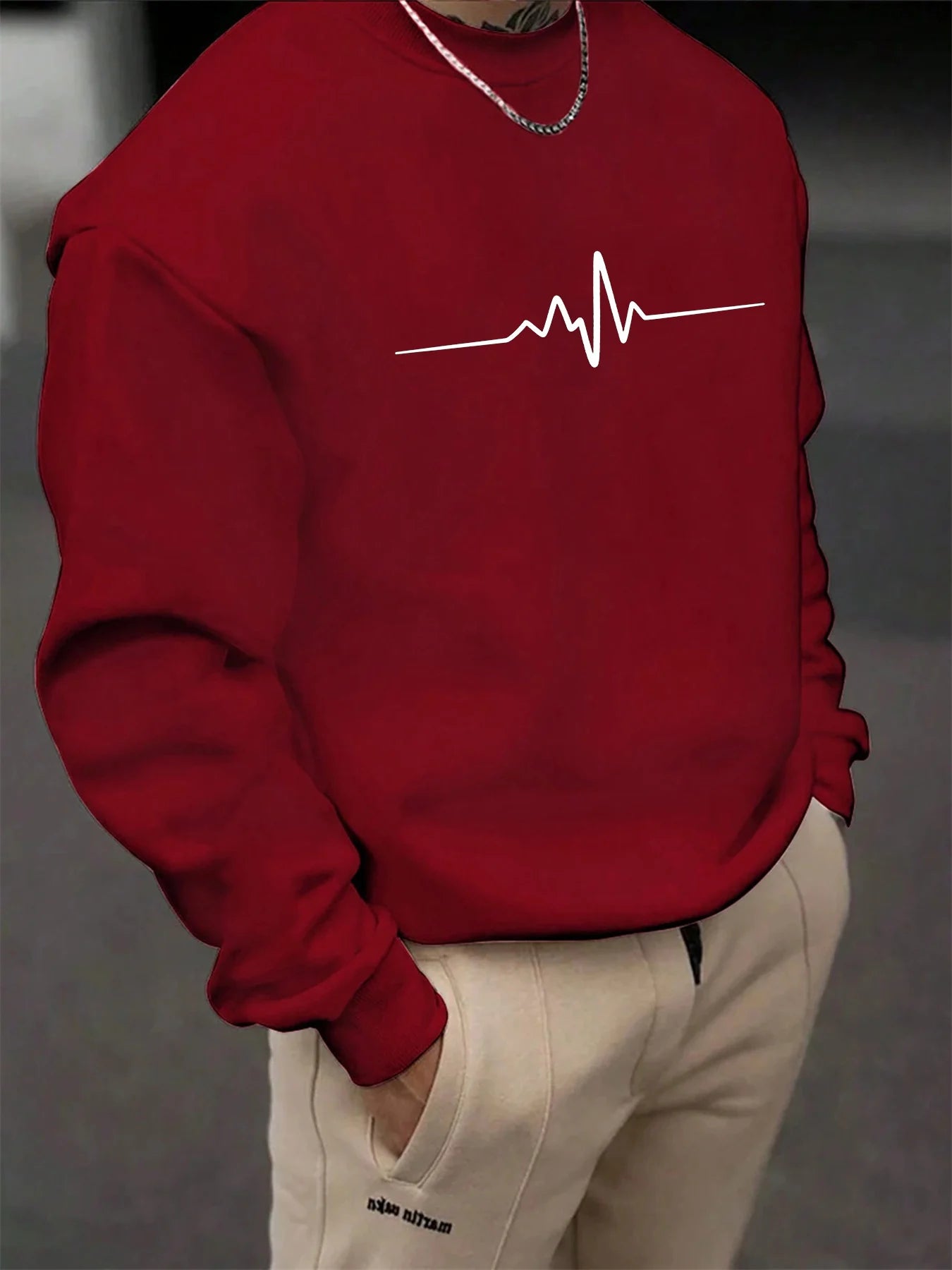 ECG Heartbeat Sweatshirt – Men’s Crewneck Fleece