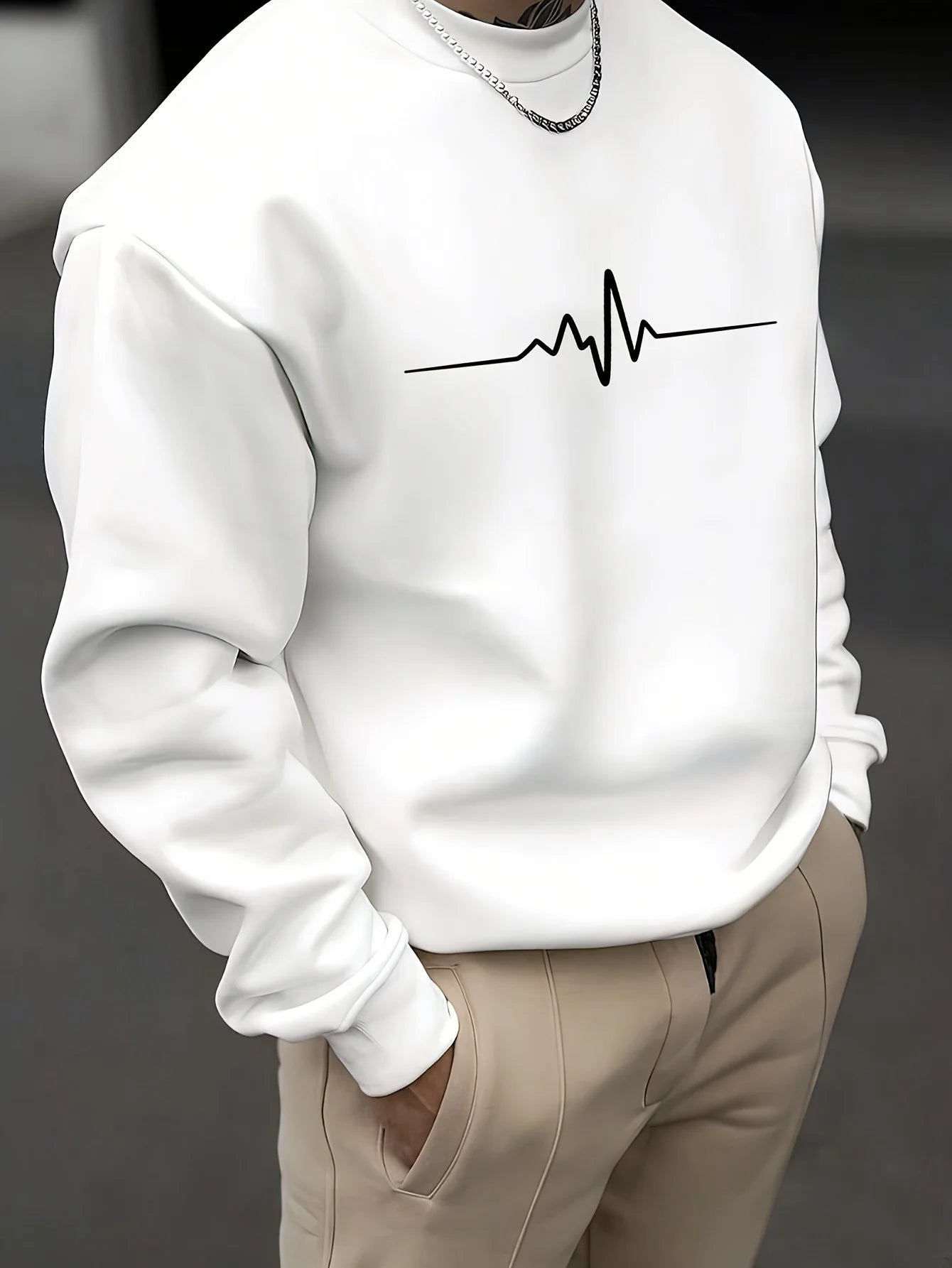 ECG Heartbeat Sweatshirt – Men’s Crewneck Fleece