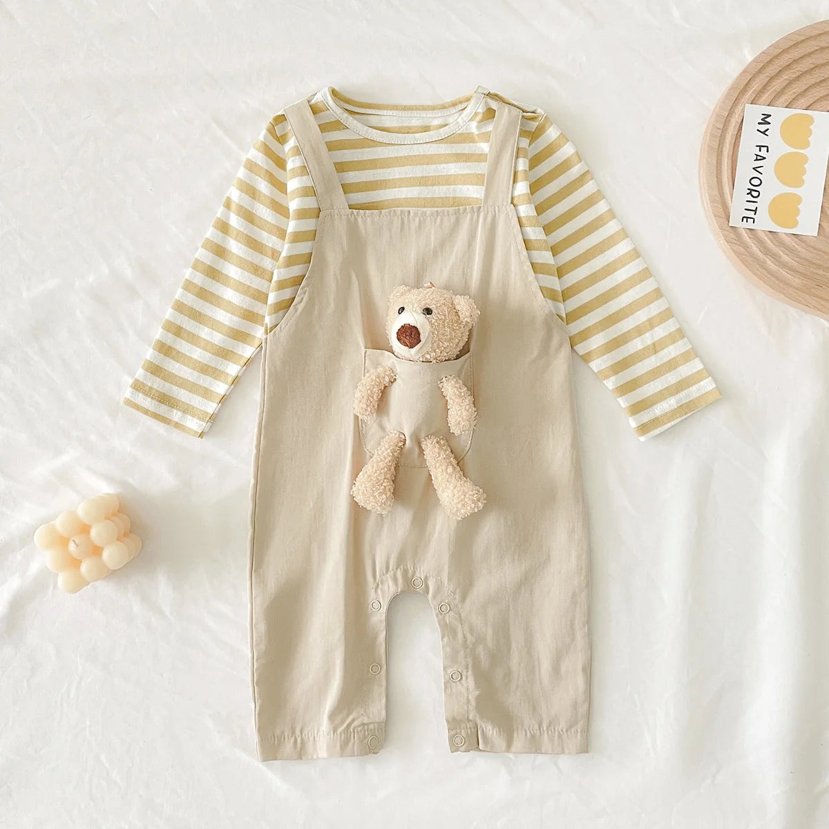 Lovely Bear Striped Baby Romper