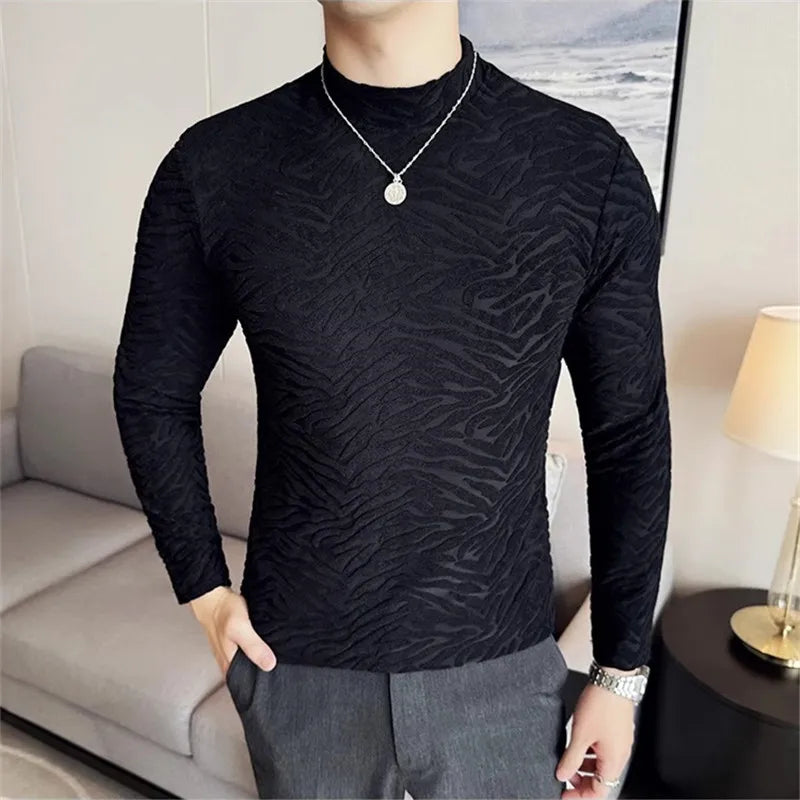 Winter Slim Fit Mock Neck Longsleeve – Herren