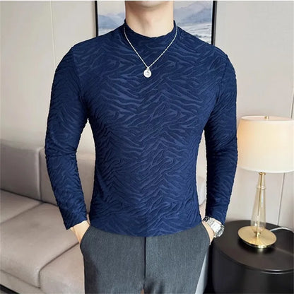 Winter Slim Fit Mock Neck Longsleeve – Herren