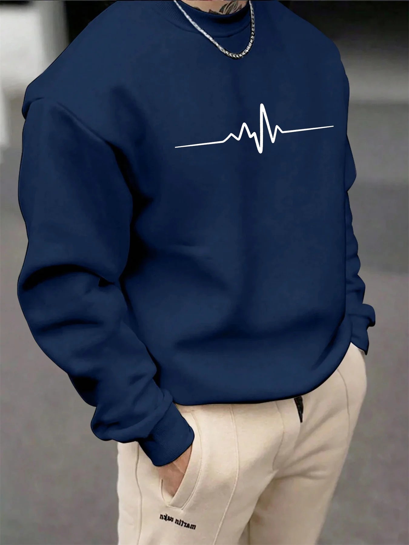 ECG Heartbeat Sweatshirt – Men’s Crewneck Fleece