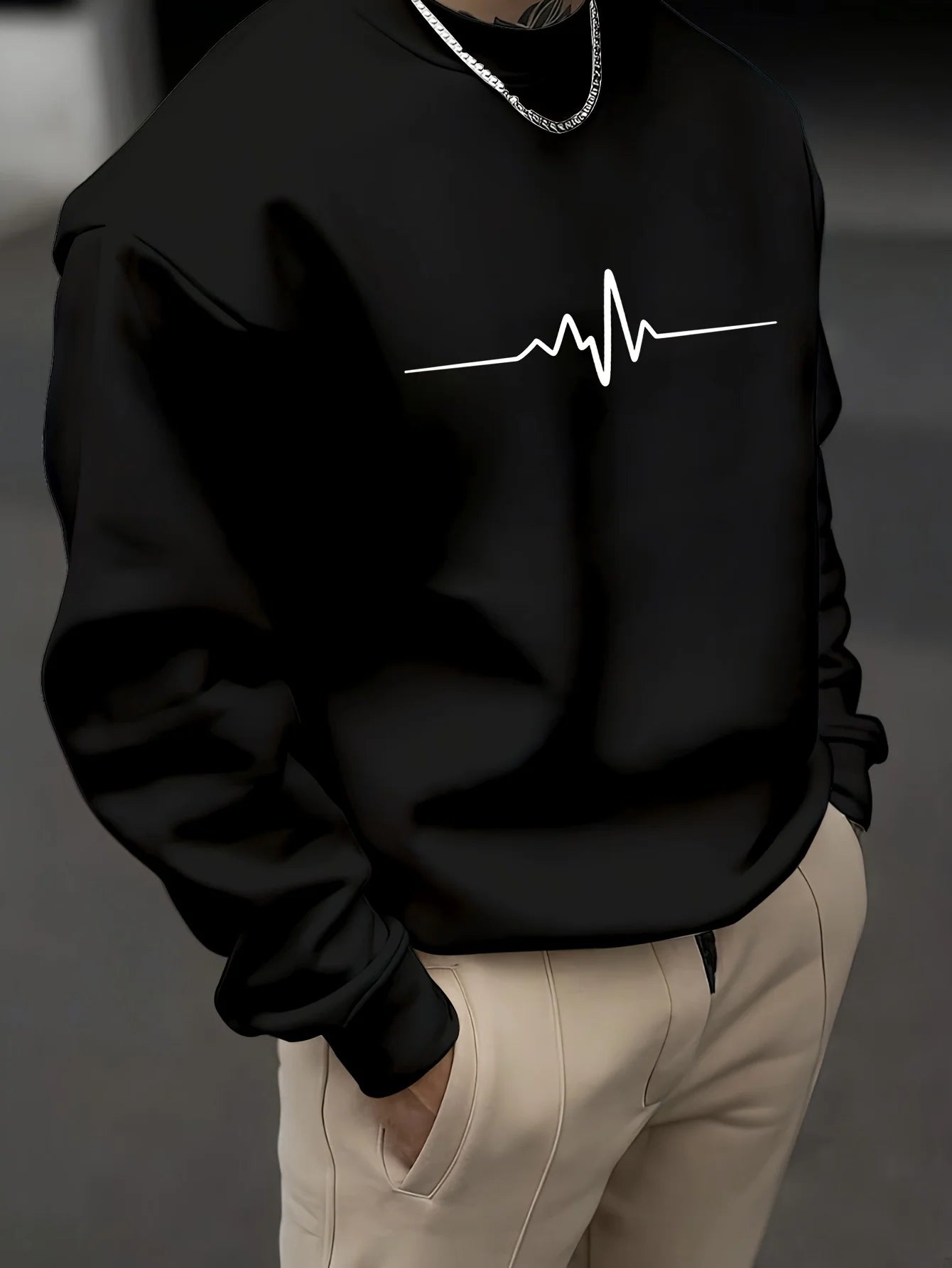ECG Heartbeat Sweatshirt – Men’s Crewneck Fleece