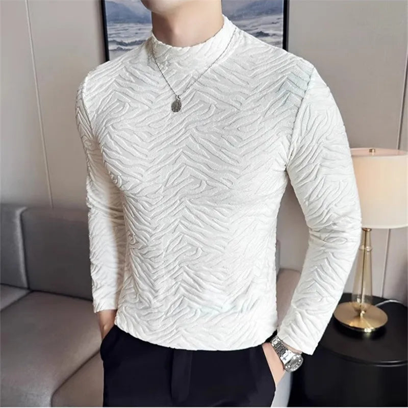 Winter Slim Fit Mock Neck Longsleeve – Herren