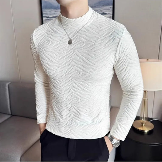 Winter Slim Fit Mock Neck Longsleeve – Herren