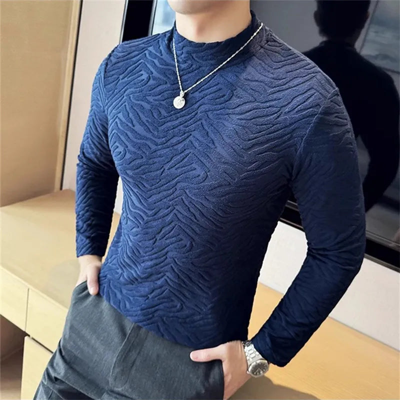 Winter Slim Fit Mock Neck Longsleeve – Herren