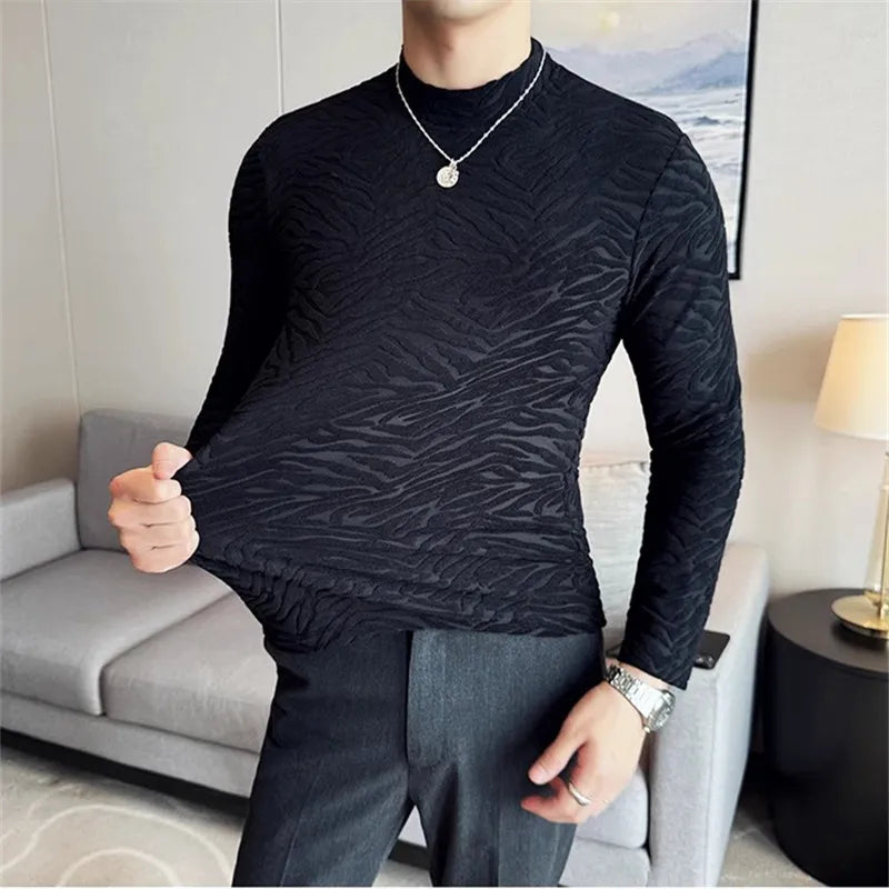 Winter Slim Fit Mock Neck Longsleeve – Herren