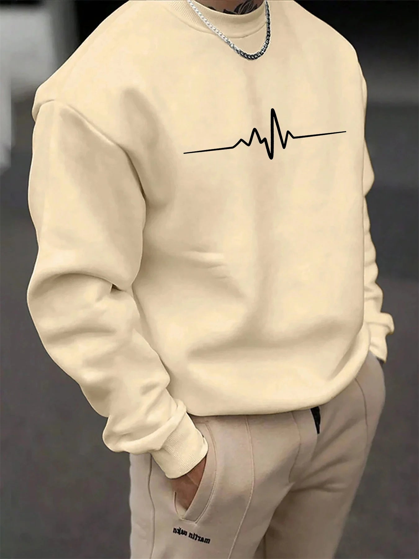 ECG Heartbeat Sweatshirt – Men’s Crewneck Fleece