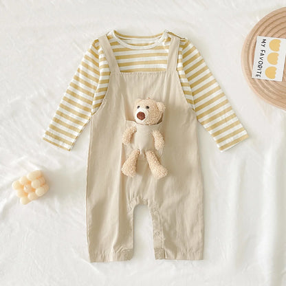 Lovely Bear Striped Baby Romper