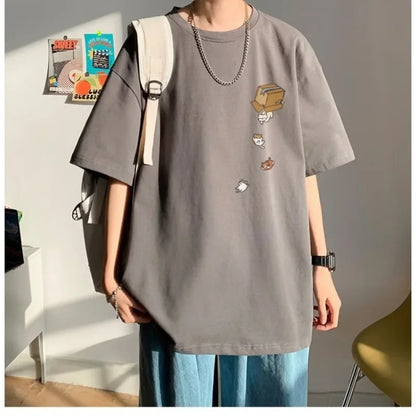 M–8XL Oversized Cat Print Tee – Vintage Style