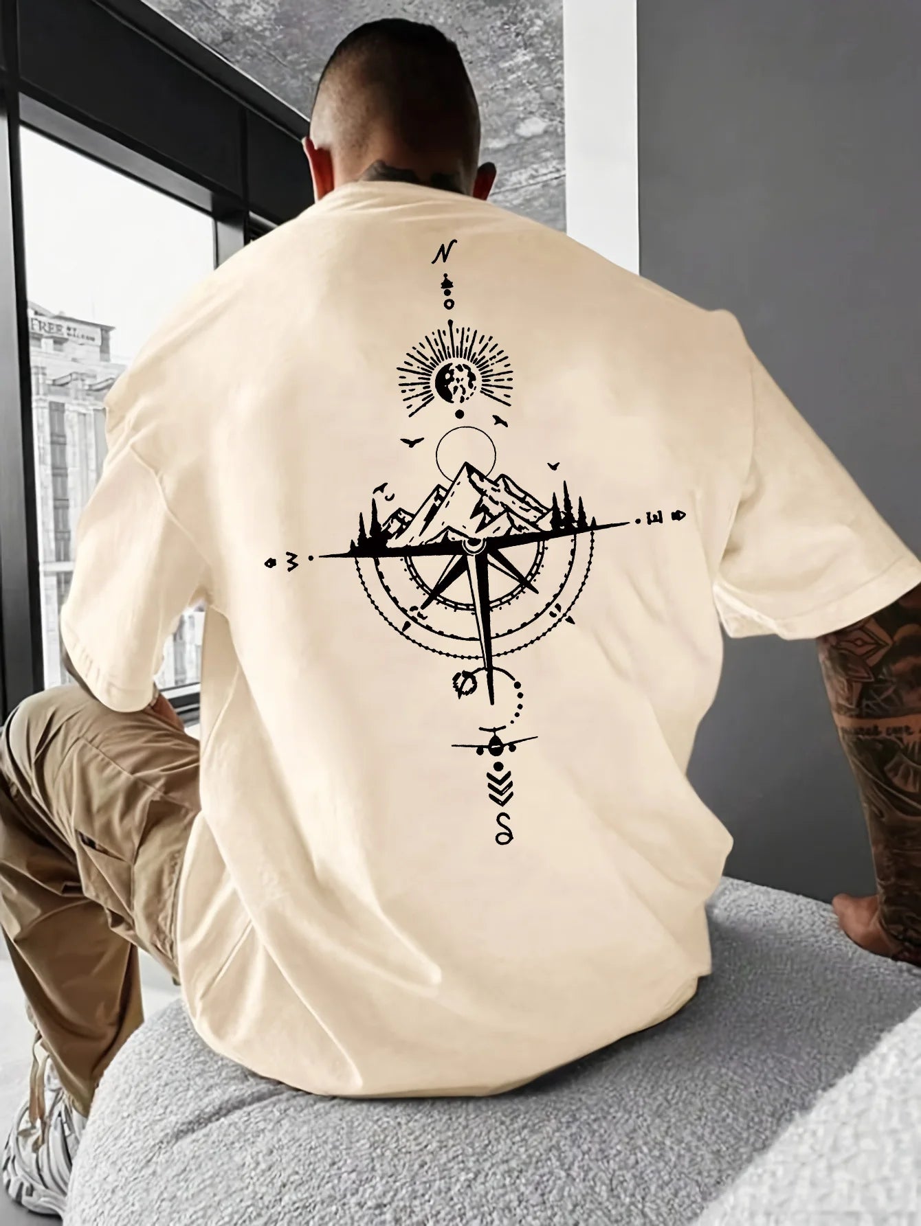Retro Compass Oversized Tee